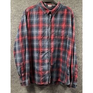 VTG Columbia Shirt Mens XL Red‎ Blue Plaid Long Sleeve Pocket Button Down Casual